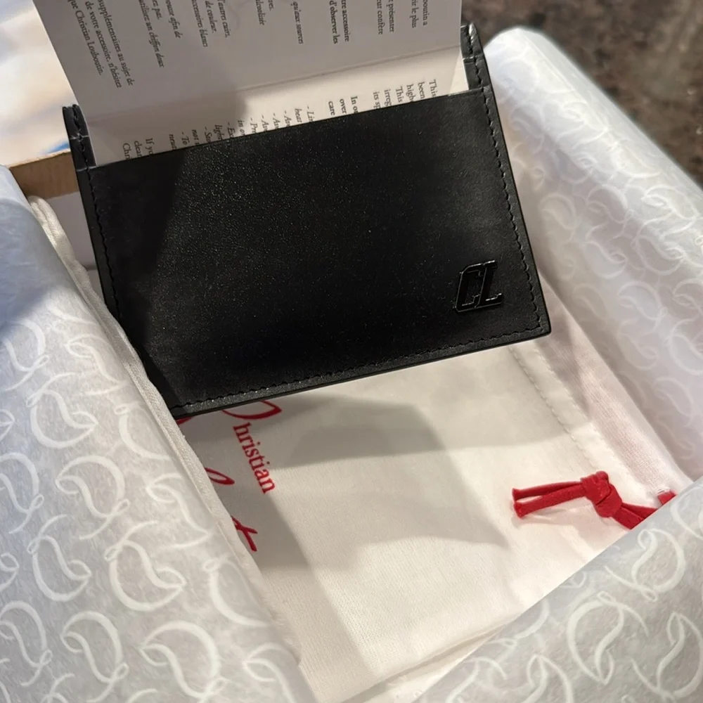 Christian Louboutin kios wallet card case gunmetal ombré silver black holder